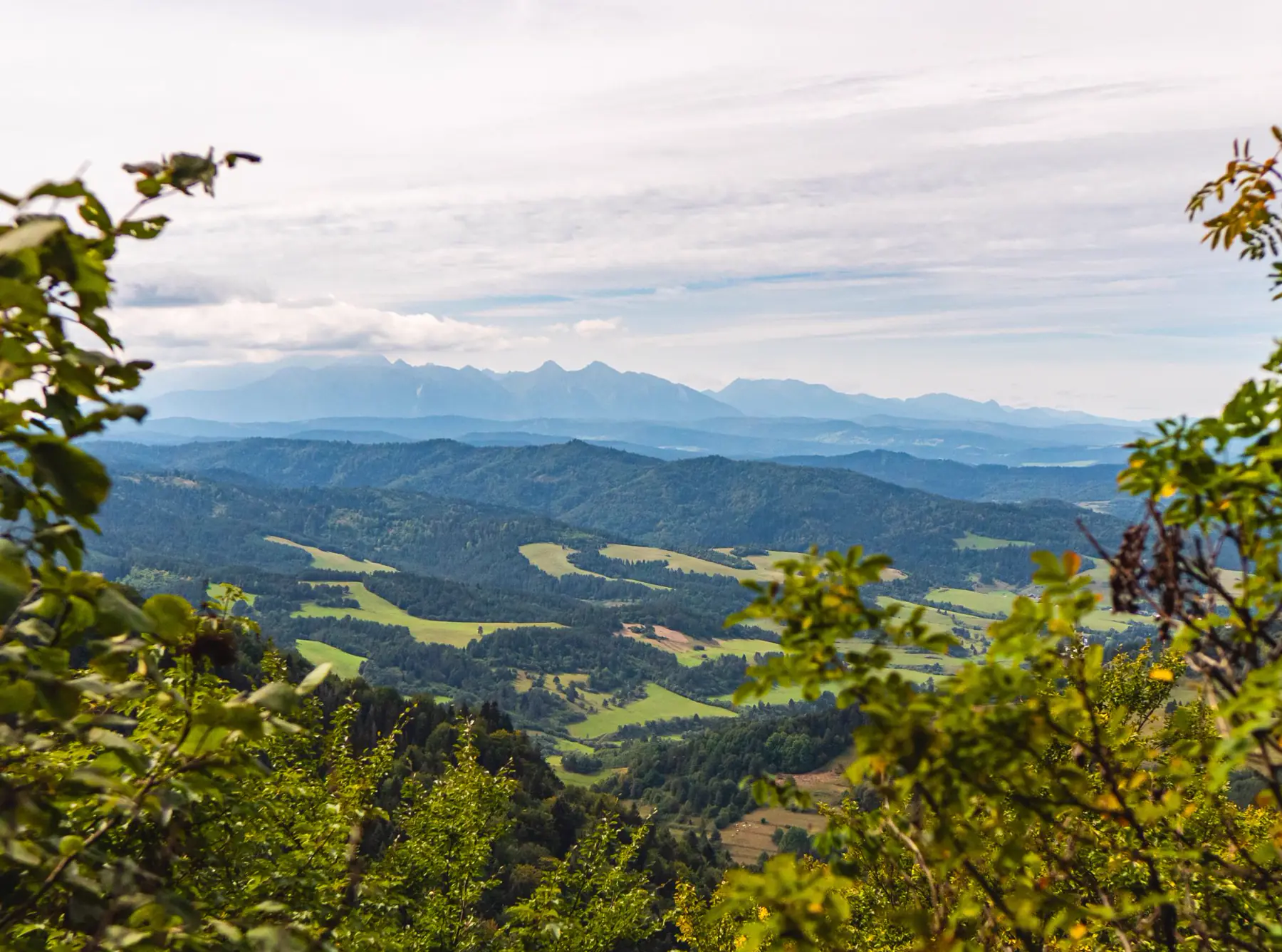 Hügel im Morgenlicht über dem Tal
